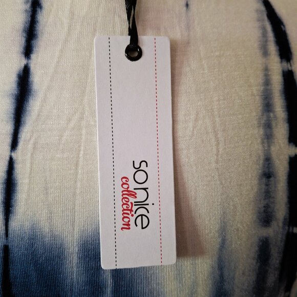 Sonice Collection Women M Sleeveless Bodycon Blue White Tie-Dye Dress Stretchy - Picture 9 of 16